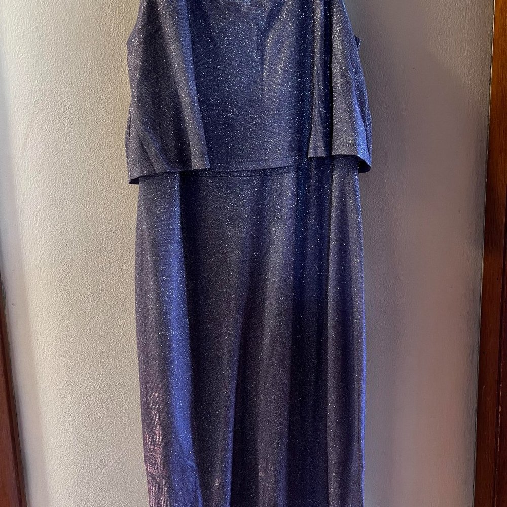 Symphony Plus Size Night Sky Shimmer Sleeveless Layered Dress Purple 2XL